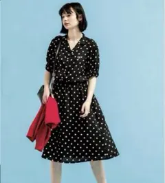 【極美品】FRED PERRY フレッドペリー ポルカドットワンピース 水玉　Mのサムネイル