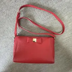 kate spade レッド リボン付きショルダーバッグ