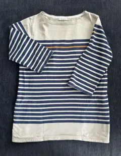 AIGLE ストライプ 七分袖 カットソーポケット付き　Mサイズ