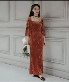 オレンジ ベルスリーブ パーティードレス サイズ1