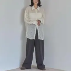 【美品】feepur フェザーライクオーバーシアーシャツ アイボリー М