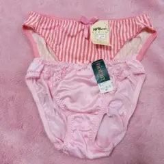 ♡ピンクストライプショーツM＆花柄刺繍ピンクショーツMサイズ