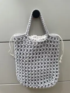 グレー 編み物 トートバッグ ミニ