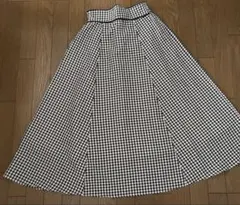 オリーブデオリーブ　黒　チェック　フレア　スカート　ロング丈