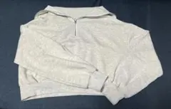 ハーフジップ クロップド丈スウェットトレーナートップスレディース春服