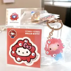 ステッカーとサンリオ ミャクミャク立体マスコット クリアカラーハローキティ