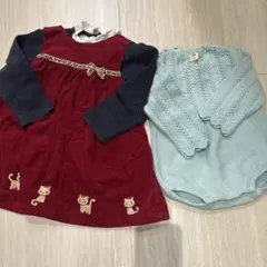 GYMBoree 赤い猫刺繍ワンピースセット売り