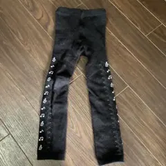 黒 音符デザイン キッズレギンス