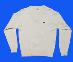 LACOSTE Vネック ニット セーター ホワイト