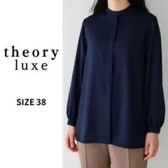 ✨美品✨セオリーリュクス　バンドカラーブラウス　とろみ　比翼　手洗い可　日本製