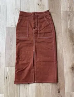 ZARA trafaluc collectionテラコッタカラー ステッチパンツのサムネイル