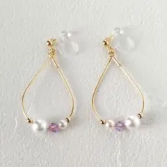 しずくフープのノンホールピアス