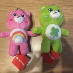 ケアベア　がまぐちぬいぐるみ　ピンク　緑