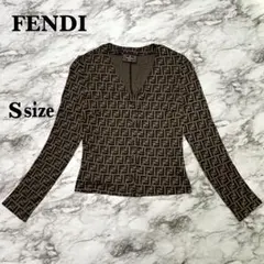 フェンディ FENDI カーディガン ズッカ柄 FF 長袖 ストレッチ ブラウン