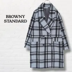 ブラウニースタンダード☆チェック柄チェスターコート アウター【F】グレー