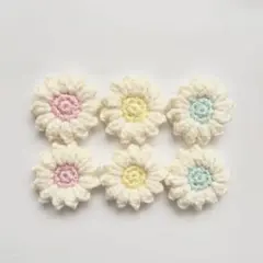 かぎ針編み　モチーフ　和洋裁材料　手芸材料　花　6個セット　ミントグリーン