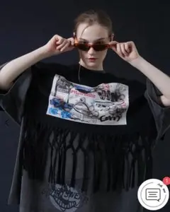 BODYSONG.(ボディソング) グラフィックフリンジトップス 半袖 BODYSONG.(ボディソング) グラフィックフリンジトップス 半袖 - メルカリ