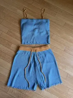 Kastane カップ付きニットキャミ＆ショートパンツSET