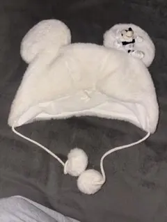 ミッキーマウス耳付きホワイト ファンキャップ クリスマス