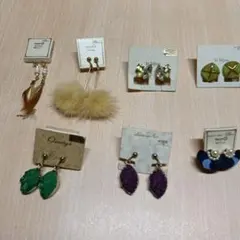 ファー付きビーズイヤリングセット