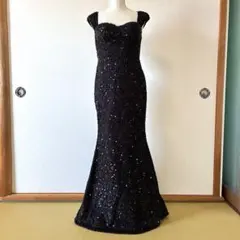 スパンコールドレス　パーティードレス　カラーロングドレス