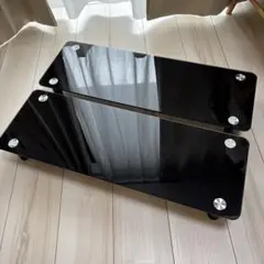 【サンワサプライ】ガラスモニター台 100-MR146GBK 幅70cm黒x2台