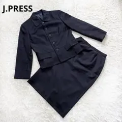 美品】J.PRESS ワイドパンツセットアップスーツ 9 無地 ネイビー