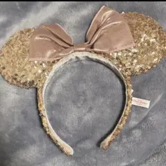 ミニーマウス　カチューシャ　ピンクゴールドスパンコール