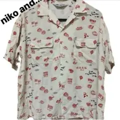 niko and... 可愛いパンダちゃん中華風総柄 半袖シャツメンズMのサムネイル