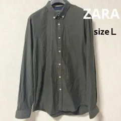 ZARA リラックスフィット 長袖シャツ オリーブグリーン