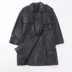 【美品】ヴィンテージ 牛革 レザー トレンチコート Fサイズ ブラック Lサイズ