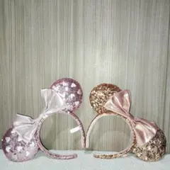 即日発送　美品　ディズニー　ミニー　キラキラ　カチューシャ　スパンコール　ピンク