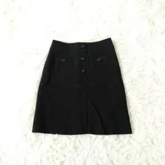 CLEAR IMPRESSION フロントボタンリボンタイトスカート 1 黒のサムネイル