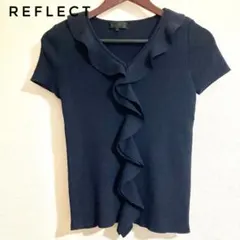 ReFLECT レディース　フリル　半袖ニット　11号大人デザイン　紺色