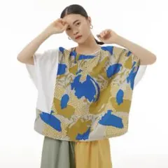 【USED】MICALLE MICALLE 異素材切り替え 半袖プルオーバーのサムネイル