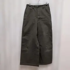 GUレディースМサイズオリーブグリーン ワイドパンツ ボタン付き
