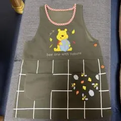 保育士 幼稚園の先生 キャラクターエプロン くまのプーさん 裏起毛