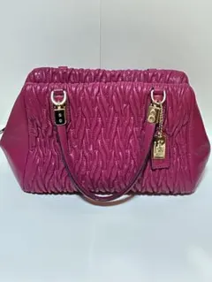 COACH マディソン ギャザード ハンドバッグ ツイストレザー ピンク