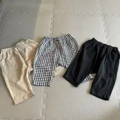 GU キッズ ハーフパンツ 3点セット ベージュ チェック ブラック