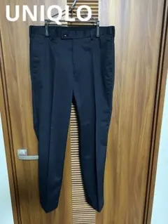 【美品】UNIQLO スラックス ネイビー W76 ドライノータックパンツ