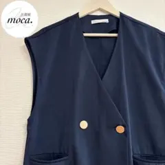 【ベスト】古着 レディース ゴールドダブルボタン ジレ ネイビー 着回しのサムネイル