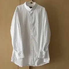 ホワイト 長袖 ウイングカラーシャツ S 4L-86