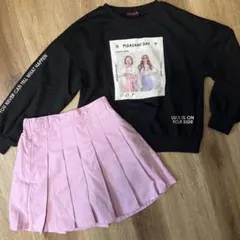 ラブトキシック　ピンクラテ　新品　ガールズ転写トレーナーとスカパン