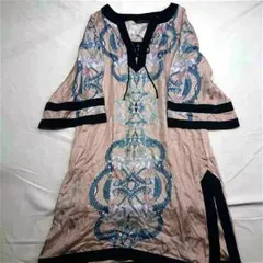 ★ザラ ZARA WOMAN シルク混チュニックワンピース ベージュ系