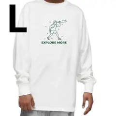 秋冬で大活躍!!　ロングTシャツ!(白)　ホワイト　極厚　L　アウドドア
