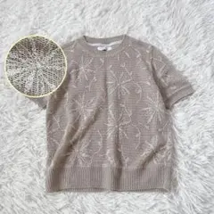 極美品✨レリアン TONET イタリア製 フラワー刺繍ニットプルオーバー 麻 7