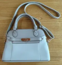 ライトグレー　オフホワイト 2WAY ショルダーバッグ