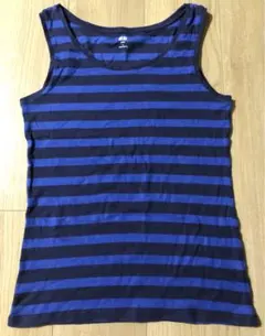 値下げ！UNIQLO 青黒ストライプ タンクトップ　Ｌサイズ