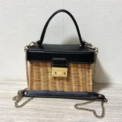 ZARA カゴバッグ チェーンショルダー 2WAY ラタン バスケット ブラック