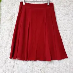 E565 アナトリエ 切替プリーツシフォンスカート 36S相当上品 ウール混のサムネイル